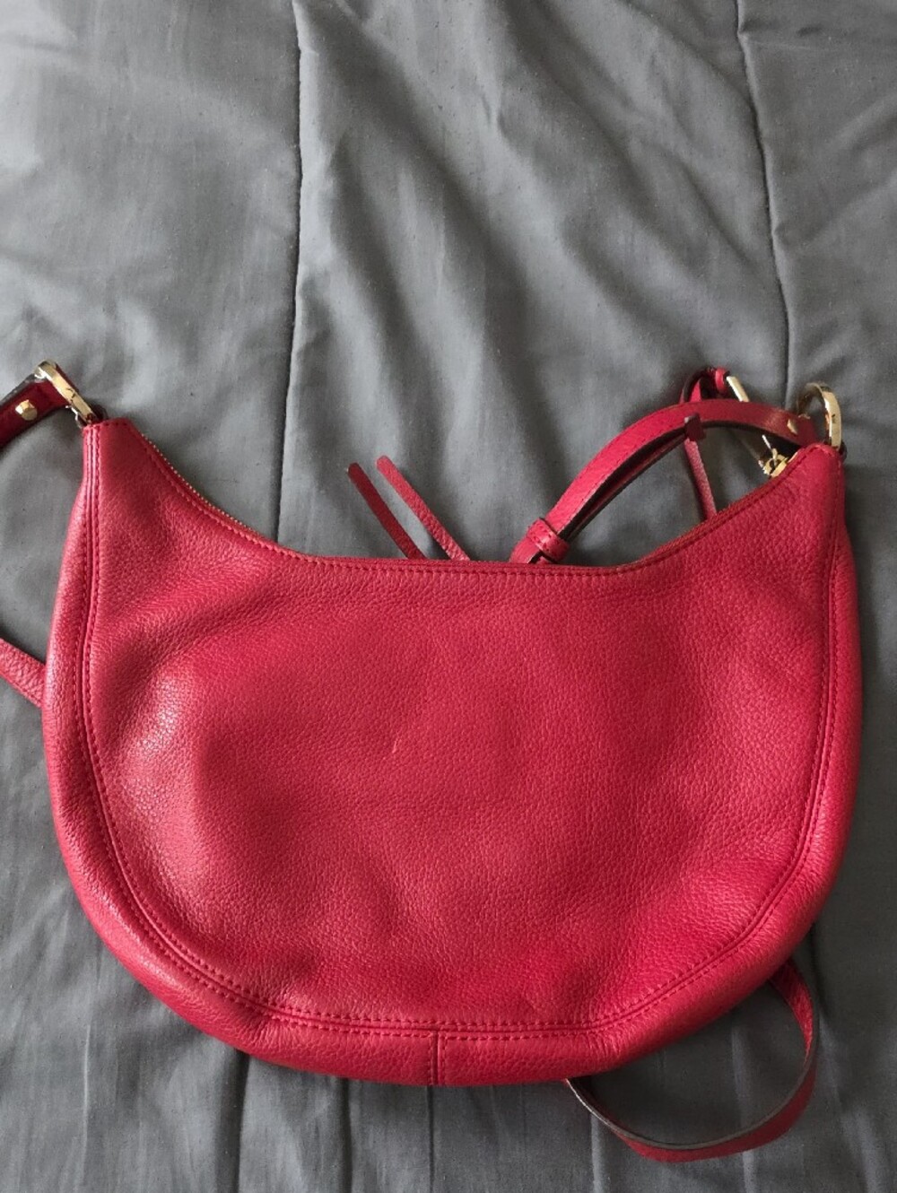 Michael Kors Cherry Red Pebbled Leather Shoulder Bag - Picture 2 of 4